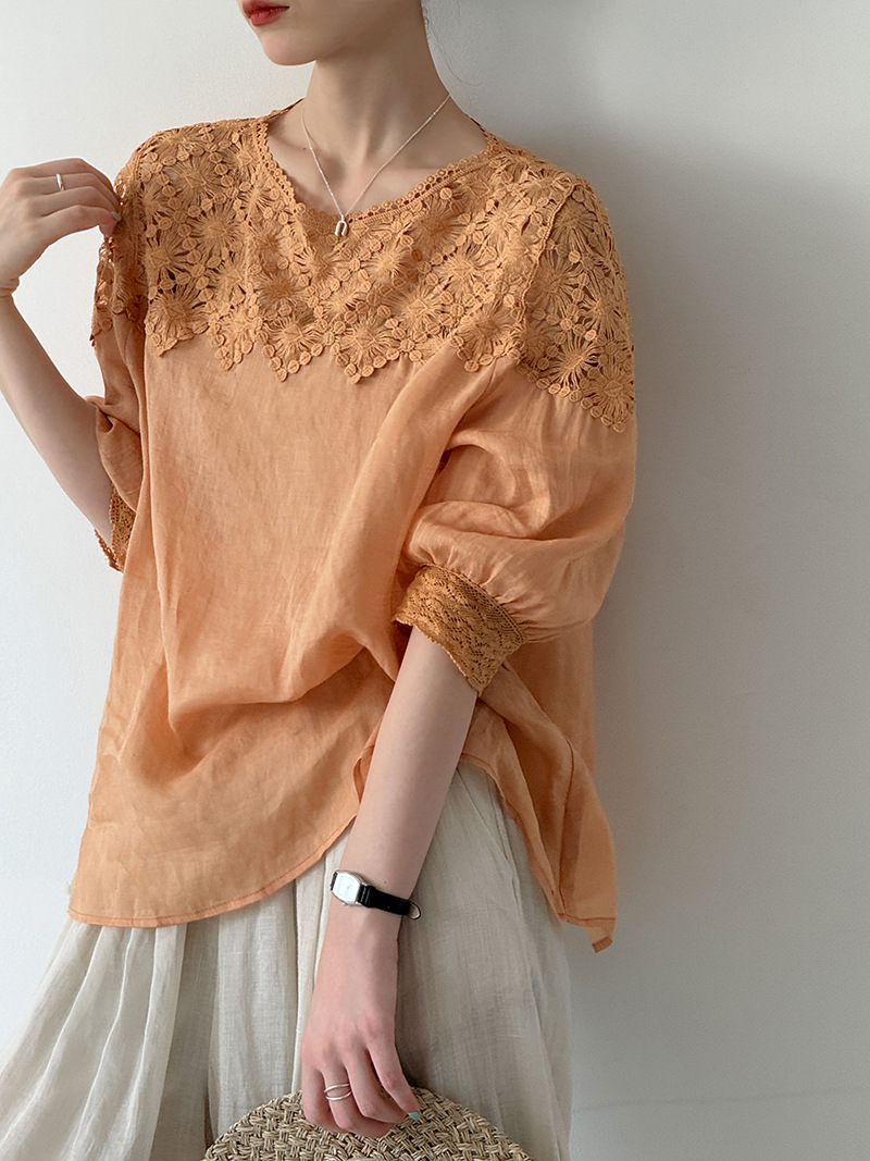 Women'S Fashion Spring Summer 2026 - 2026 여성 여름 100% 린넨 블라우스