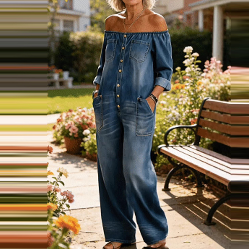 Women'S Fashion Vintage Off Shoulder Long Sleeve Jumpsuit - 여성 패션 스트리트 긴팔 루즈핏 플레이수트