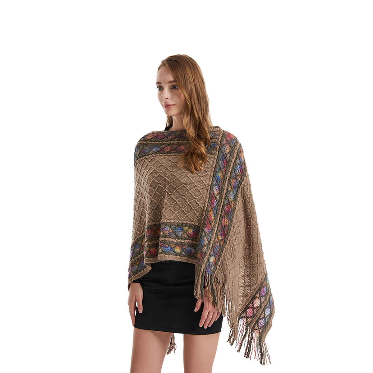Women'S Fashion Poncho - 여성용 독특한 빈티지 판초 숄, 여성용