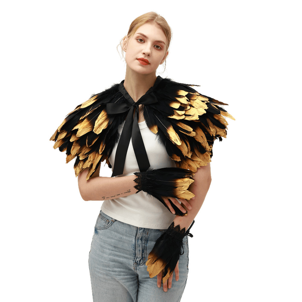 Women'S Fashion Poncho - 스팀펑크 고딕 과장, 화려한 깃털 망토