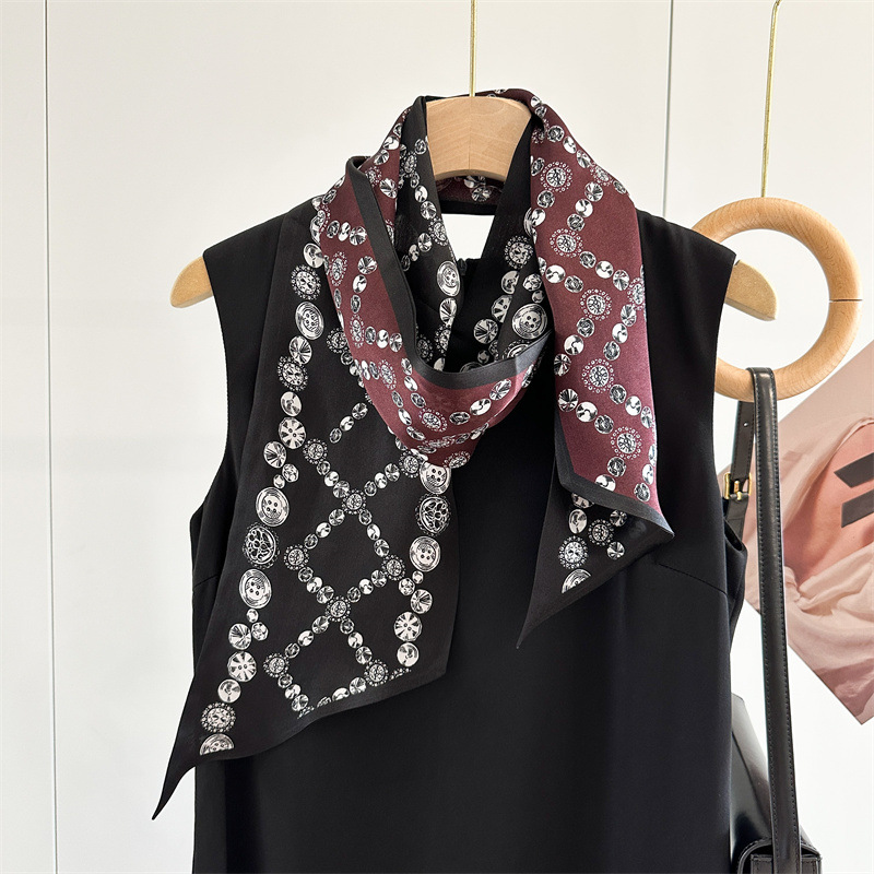 쥬얼리 프린트 100% 실크 넥 헤드 헤어 스카프 랩  - Women'S Fashion Layering 리뷰 및 가격