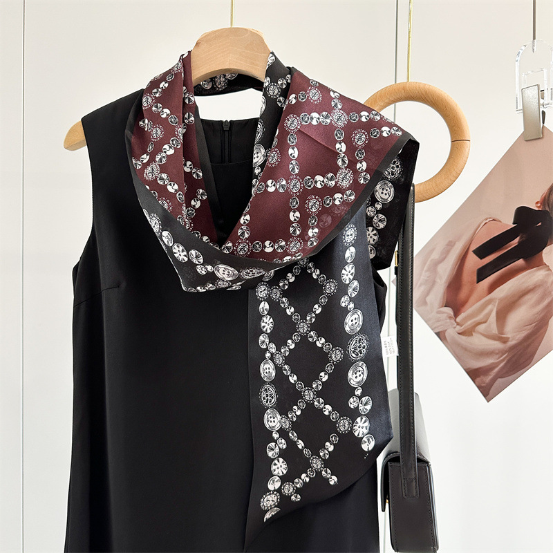 쥬얼리 프린트 100% 실크 넥 헤드 헤어 스카프 랩  - Women'S Fashion Layering 리뷰 및 가격