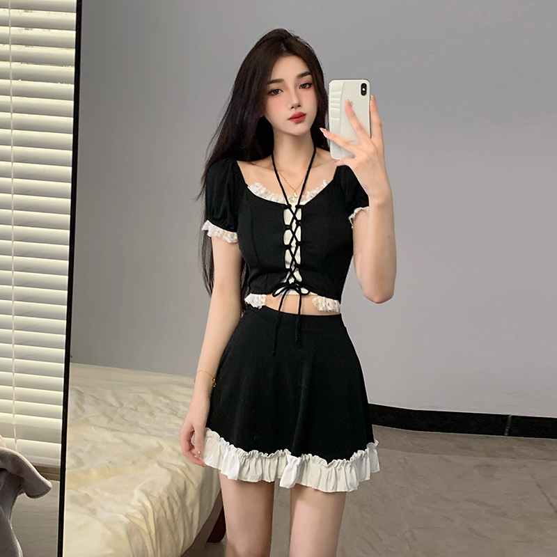 인스타그램 스타일 여성 투피스 스커트 수영복 온천 수영 - Women'S Fashion Middle Ages 리뷰 및 가격