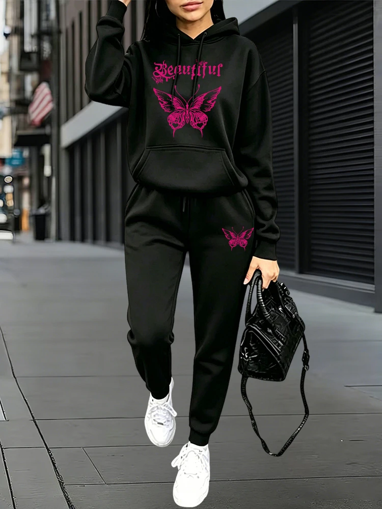 가을 겨울 데일리 캐주얼 스포츠 조거 세트 후드티 +  - Women'S Fashion Middle Ages 리뷰 및 가격