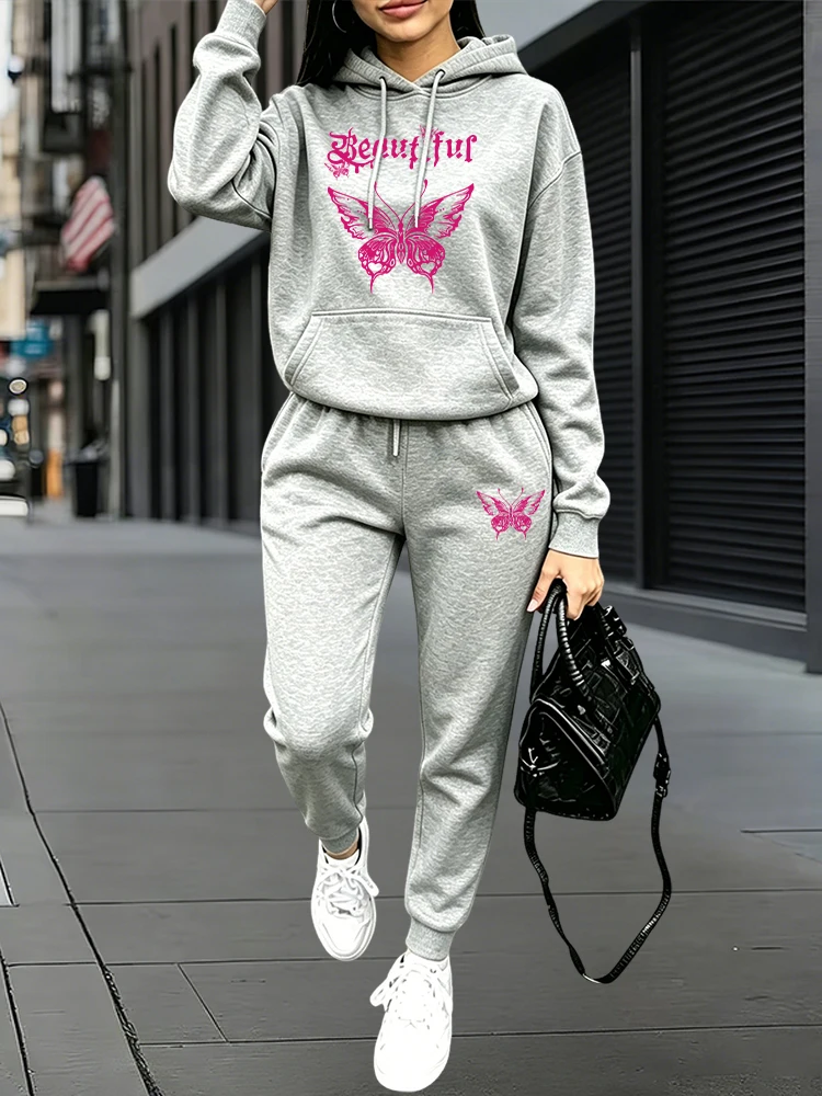 가을 겨울 데일리 캐주얼 스포츠 조거 세트 후드티 +  - Women'S Fashion Middle Ages 리뷰 및 가격