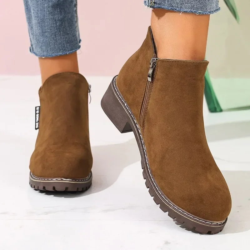 여성 가을 겨울 앵클 부츠 사이드 지퍼 청키 힐 편안하 - Sale Fashion Women 리뷰 및 가격
