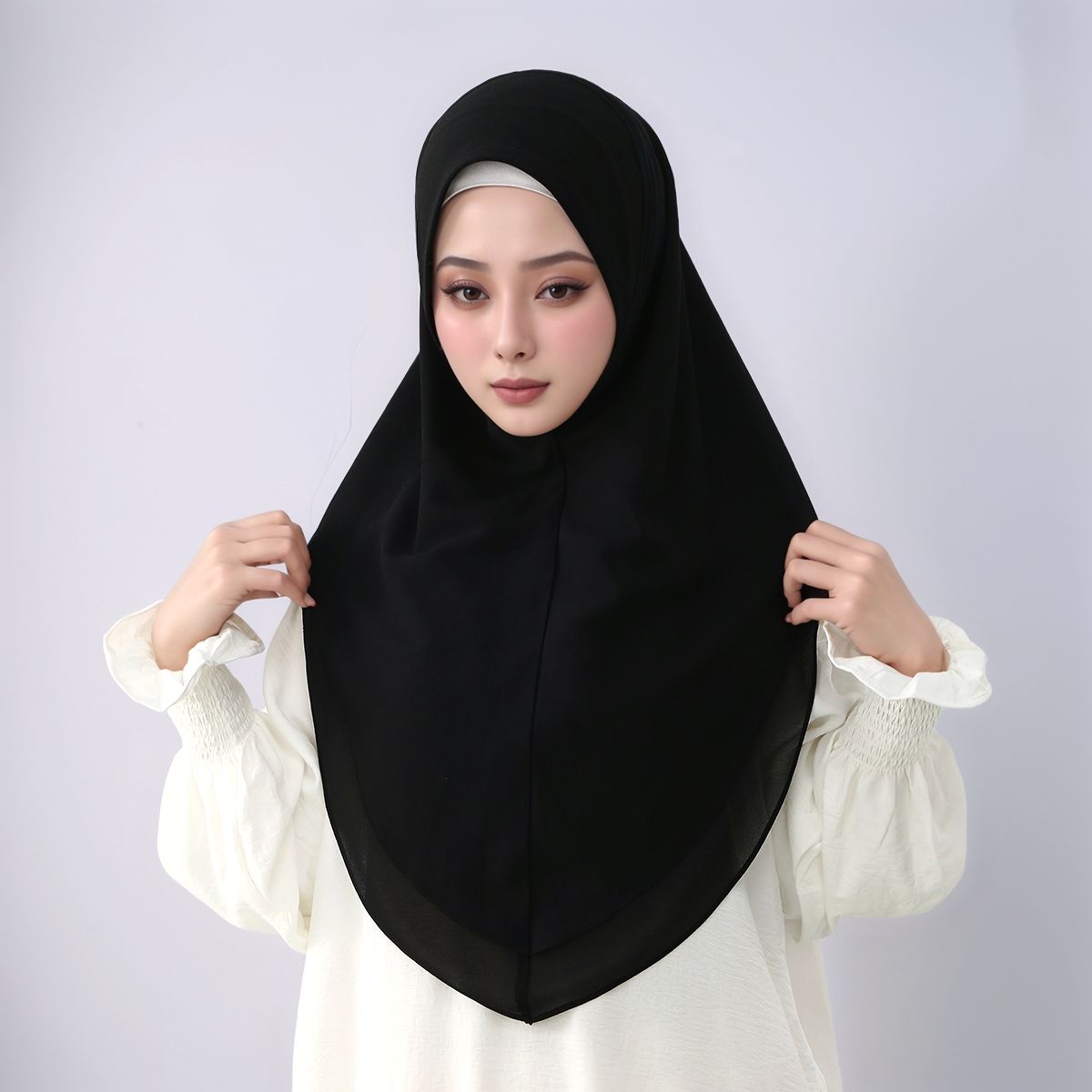 새로운 이중 레이어 쉬폰 기성복 즉시 착용 가능한 무슬 - Women'S Fashion Headbands 리뷰 및 가격