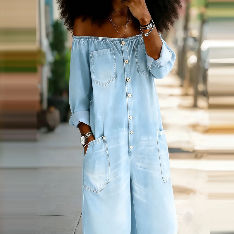 여성 패션 스트리트 긴팔 루즈핏 플레이수트 캐주얼 포켓 - Women'S Fashion Vintage Off Shoulder Long Sleeve Jumpsuit 리뷰 및 가격