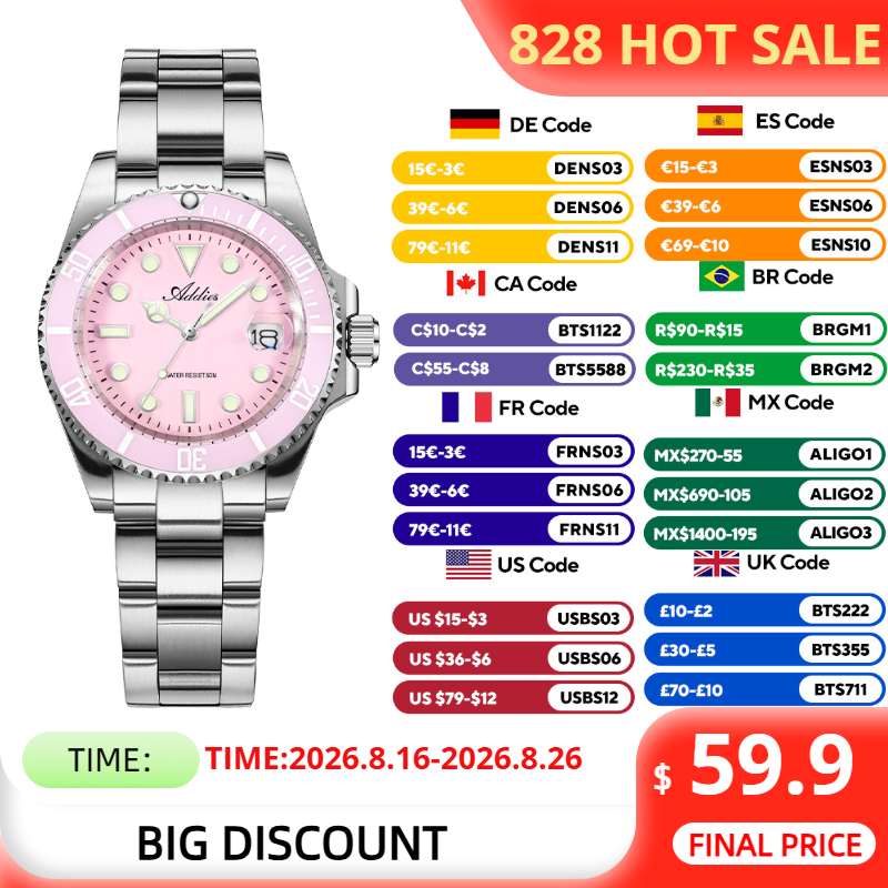 ADDIES 36mm 50m 방수 여성용 시계 유명 브 - Sale Fashion Women 리뷰 및 가격