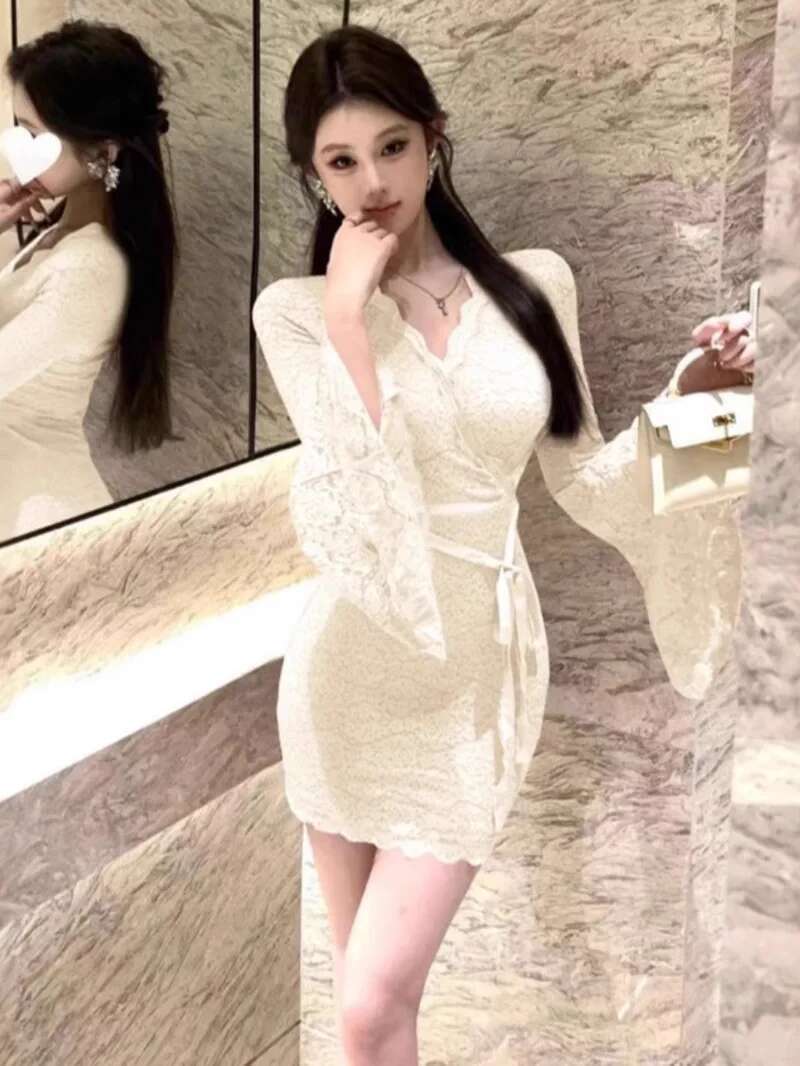섹시한 레이스 벨 슬리브 드레스 여성 연필 스커트 슬리 - Women Fashion Dress Names 리뷰 및 가격