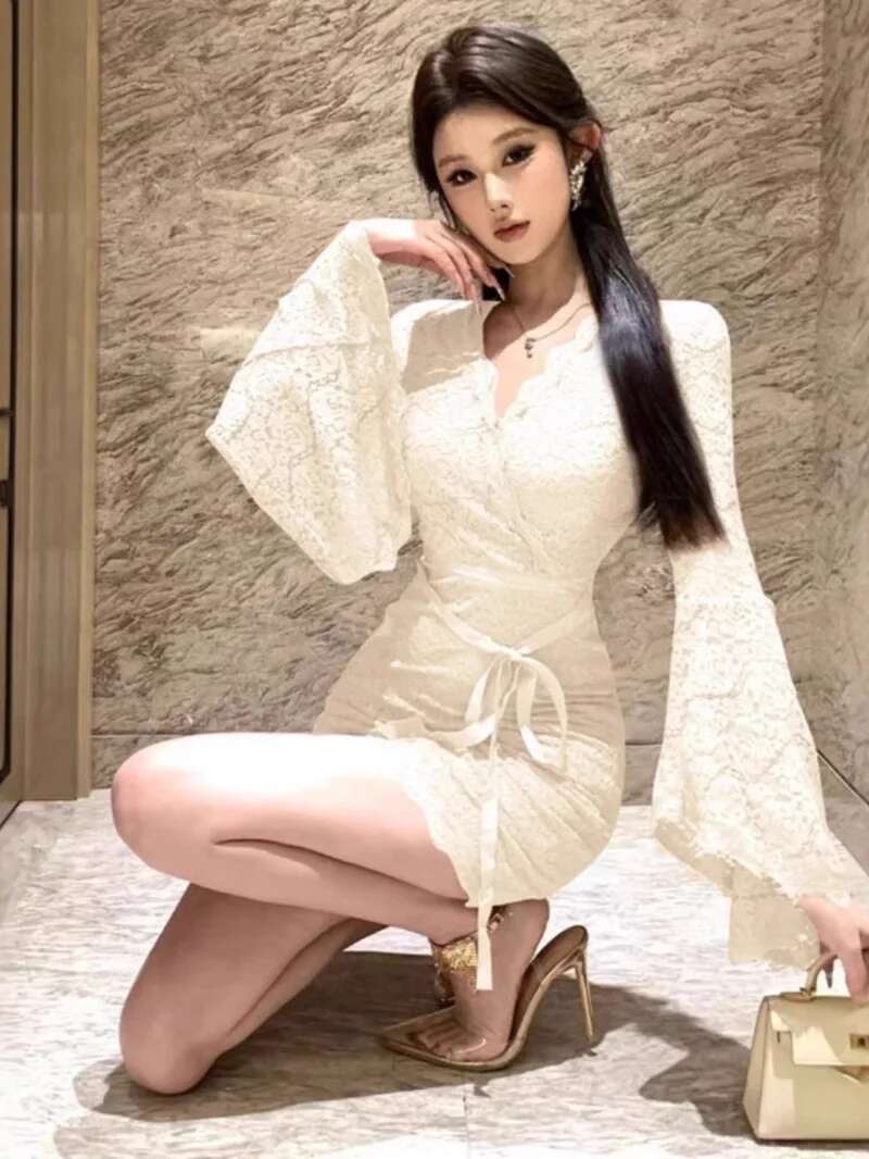 섹시한 레이스 벨 슬리브 드레스 여성 연필 스커트 슬리 - Women Fashion Dress Names 리뷰 및 가격