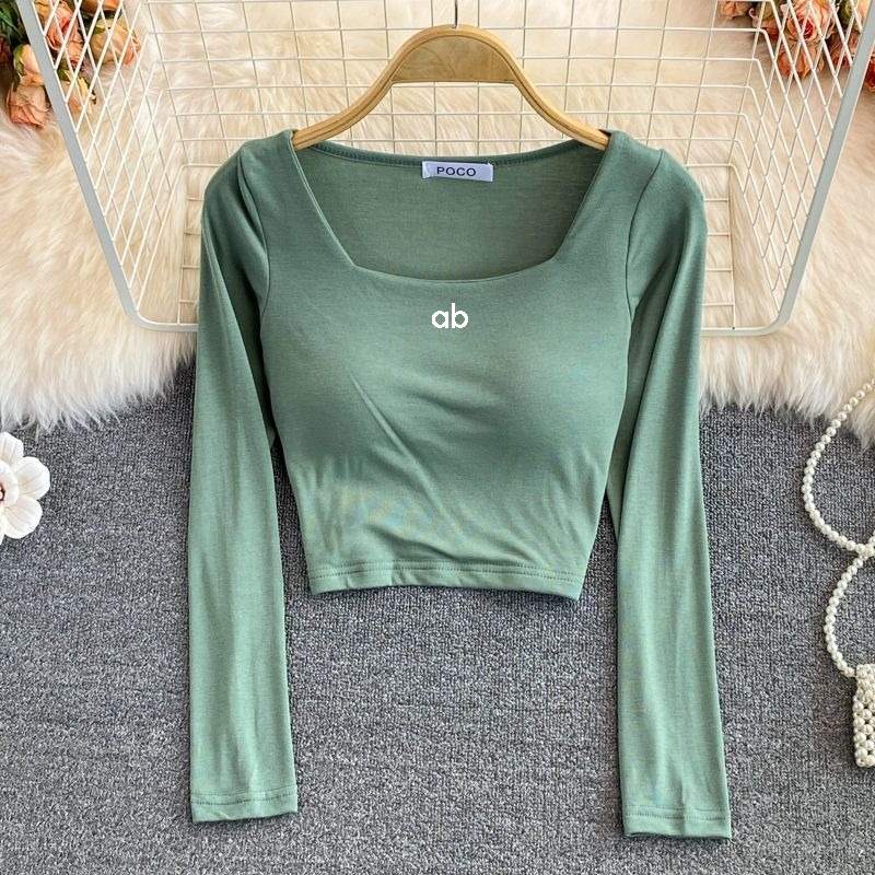 여성 한국 패션 스퀘어 넥 긴팔 티셔츠 내장형 브라 슬 - Women'S Fashion Layering 리뷰 및 가격